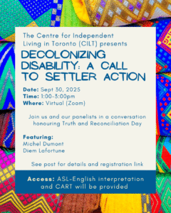 Poster invite to decolonizing disability: a call to settler action 