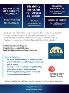 Poster visualizing the workshop offerings that have been laid out on this page.